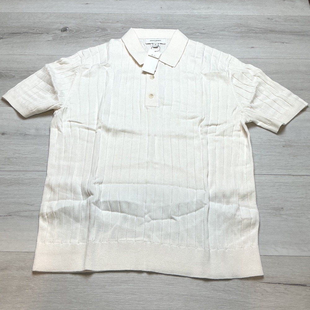 Banana Republic Knit Polo Shirt Mens Size M Cream New With Tags